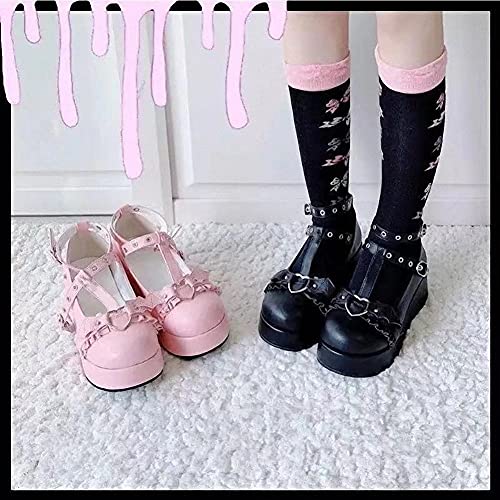 Plataforma para Mujer Mary Janes Zapatos Sweet Toe Tobillo Lolita Gótico Plataforma Vestido Bombas Zapatos Gruesos Zapatos de Plataforma Zapatos de Vestir de Charol