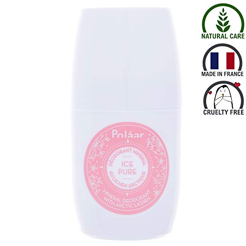 Polåar - Desodorante mineral IcePure con piedra de alumbre y liquen islándico - 50 ml - Roll-on anti-transpirante - Eficacia y frescor larga duración - Sin rastros - Pieles sensibles - Activo natural