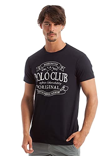 POLO CLUB Camiseta de Algodón Azul Marino con Estampación