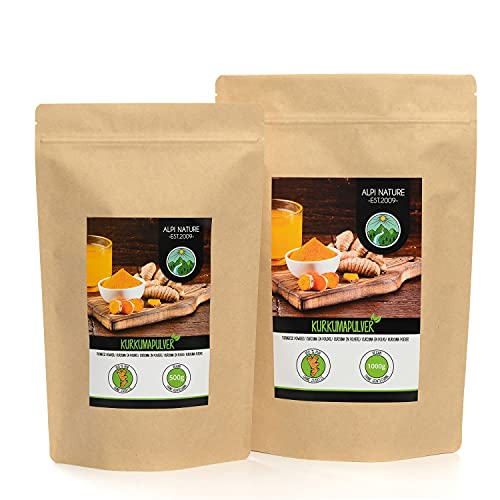 Polvo de cúrcuma (500g), cúrcuma 100% natural, raíz de cúrcuma suavemente secada y molida, especia sin aditivos, vegana