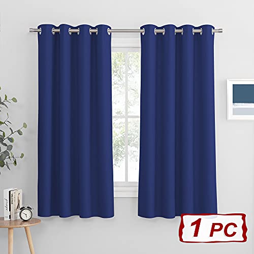 PONY DANCE Cortinas Infantiles Modernas Azules - Drapeados Cortos Ollaos Telas Mosquiteras para Dormitorios Niños, 1 Pieza, 132 x 158 cm, Azul