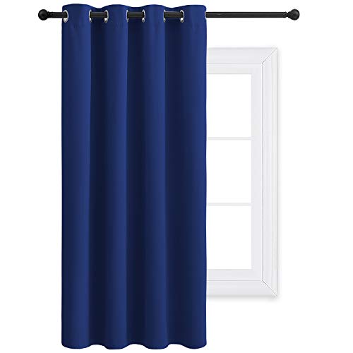 PONY DANCE Cortinas Infantiles Modernas Azules - Drapeados Cortos Ollaos Telas Mosquiteras para Dormitorios Niños, 1 Pieza, 132 x 158 cm, Azul