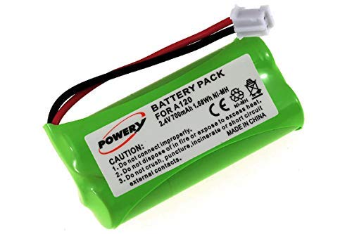 Powery Pack de 2 baterías para Siemens Gigaset AS 15 AS140/A140/A150/A160/A165/A240/A245/A260/A265/T-Com Sinus 100/Voltaje 2,4 V