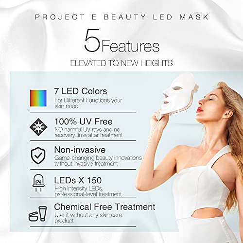 Project E Beauty, Masca fotónica de rejuvenecimiento de la piel, LED de 7 colores, tratamiento con fotones, terapia luminosa de blanqueamiento, antiedad, contra el acné, las manchas y las cicatrices