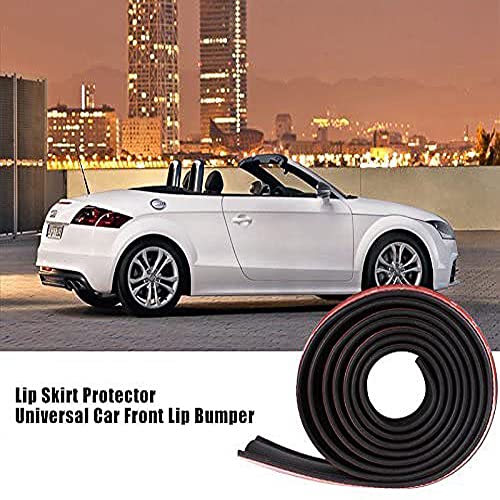 Protector de Parachoques, CompraFun Coche Alerón Labio Delantero Caucho 2.5M Universal Protector Pegatina de Parachoques de Coche Delantera Lip Bumper Falda de Coches Fuerte Pegajoso (Negro)