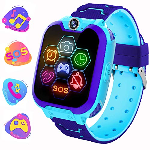 PTHTECHUS Niños Musica Smartwatch Phone, Reloj Inteligente MP3 con Juegos Llamada Despertador Cámara Relojes Digital Watch Despertador Regalos para niños de 5 a 12 años