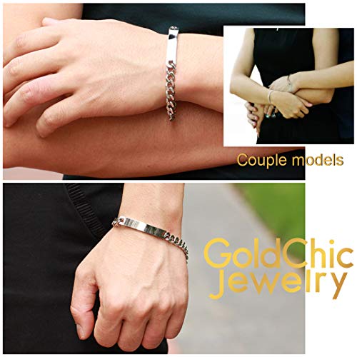 Pulsera de identidad Nombre Personalizado Brazalete Acero inoxidable para Mujeres Hombres Regalo Navidad día de los enamorados