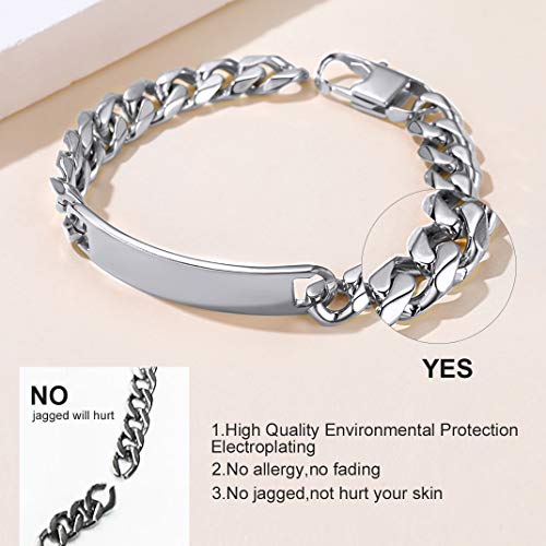 Pulsera de identidad Nombre Personalizado Brazalete Acero inoxidable para Mujeres Hombres Regalo Navidad día de los enamorados