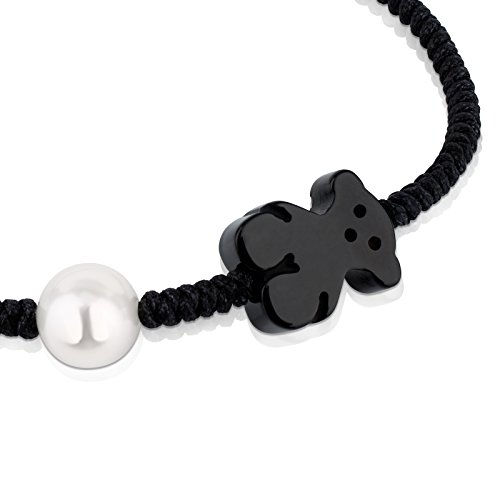 Pulsera Tibet de Cordón en color negro con Ónix y Perla