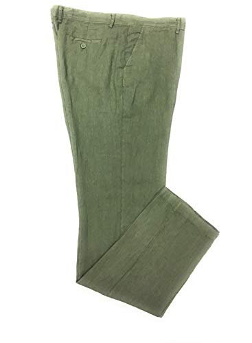 Puro Lino pantalón Largo de Hombre 46 a 56 Azul Blanco Beige Verde Militar 46