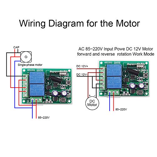 QIACHIP 220V AC 2 Canales Inalambrico Control Remoto Interruptore Universal, RF 433mhz Receptor con Mando 2CH Módulo de Relé y Transmisor para Puerta Garaje, Ligero, Uso Doméstico