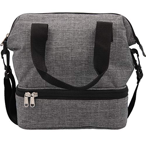 Quid PORTAMENU, 5X25 GO METROPO QD Bolsa Porta Alimentos, Lunch Bag, Exterior de Tela e Interior isotérmico, 23x15,5x25 cm, 2 Compartimentos, Material (Foam térmico), Gris, Medium