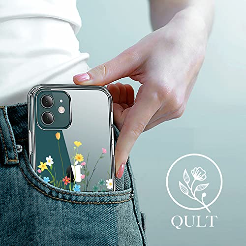 Qult Carcasa para Móvil Compatible con Funda iPhone 11 Silicona Transparente Slim Suave Bumper Teléfono Caso para iPhone 11 con Dibujo Prado de Flores