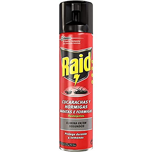 Raid ® Spray Insecticida - Aerosol para cucarachas y hormigas. Protege durante 4 semanas. Acción fulminante, en apenas segundos. Unidad, 400ml