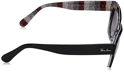 Ray-Ban 0RB2186 Gafas, Black ON Chevron Grey/Burgundy, 49 Unisex