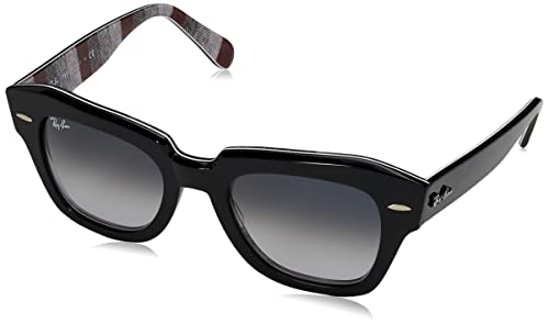 Ray-Ban 0RB2186 Gafas, Black ON Chevron Grey/Burgundy, 49 Unisex