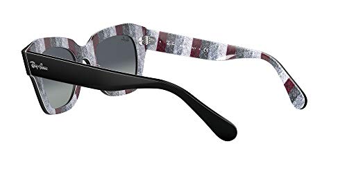 Ray-Ban 0RB2186 Gafas, Black ON Chevron Grey/Burgundy, 49 Unisex