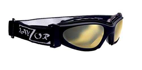 Rayzor Profesional UV400 Negro 2 En 1 de EsquÍ / snowboard gafas de sol / gafas, con un claro antideslumbrante Claridad del objetivo contra niebla recubierto amarillo y un desmontable con elástico diadema.