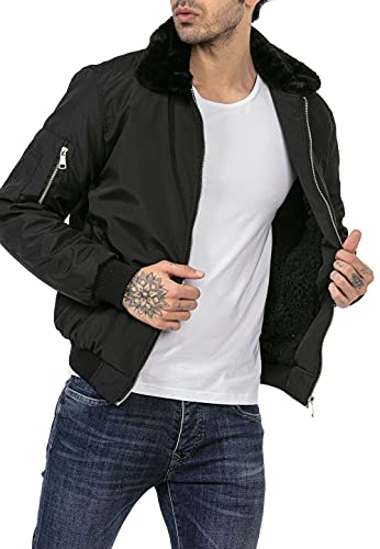 Redbridge Chaqueta para Hombre forrada con pelo sintético College Jacket Negro S