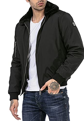 Redbridge Chaqueta para Hombre forrada con pelo sintético College Jacket Negro S