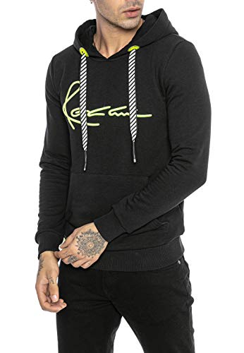 Redbridge Sudadera con Capucha para Hombre Suéter Jersey Neon Big Stitch Negro S