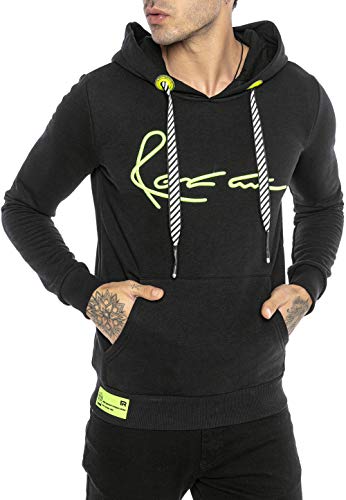 Redbridge Sudadera con Capucha para Hombre Suéter Jersey Neon Big Stitch Negro S