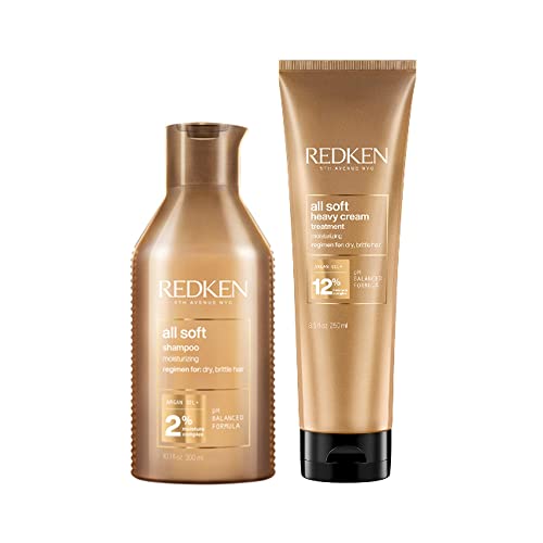 Redken | Pack Champú + Mascarilla Hidratante para cabellos deshidratados y frágiles, All Soft, Champú 300 ml + Mascarilla, 250 ml