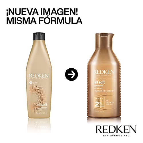 Redken | Pack Champú + Mascarilla Hidratante para cabellos deshidratados y frágiles, All Soft, Champú 300 ml + Mascarilla, 250 ml