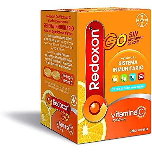 Redoxon GO Vitamina C 1000 mg, Ayuda al Sistema Inmunitario, Sabor Naranja, 30 Comprimidos Masticables