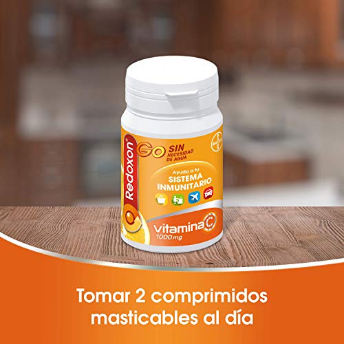 Redoxon GO Vitamina C 1000 mg, Ayuda al Sistema Inmunitario, Sabor Naranja, 30 Comprimidos Masticables