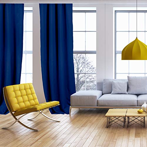 Relaxdays Cortinas Opacas con Ojales, Pack de 2, Modernas, Dormitorio o Salón, Poliéster, 245 x 135 cm, Azul Marino