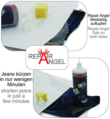 Repair Angel - Pegamento para textil lavable a máquina, transparente, para tejidos, cuero, vaqueros, cuero, 200 ml