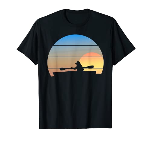 Retro Nature Kayak Barco Piragüismo Kayaker Atardecer Kayak Camiseta