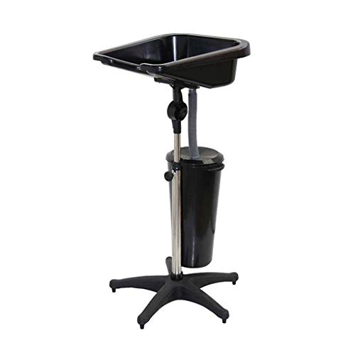 RFC Lavabo portátil para champú Levantamiento y rotación Lavabo para Lavabo SPA Champú Herramienta para peluquería Carro con Cubo, Negro