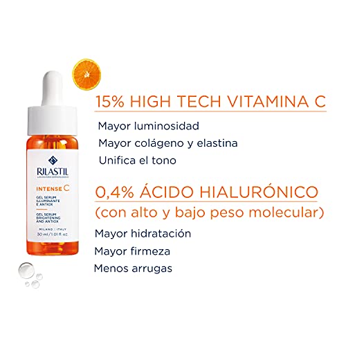 Rilastil Intense C Gel Sérum Iluminador y Revitalizante, Con Vitamina C y Ácido Hialurónico 30 Ml