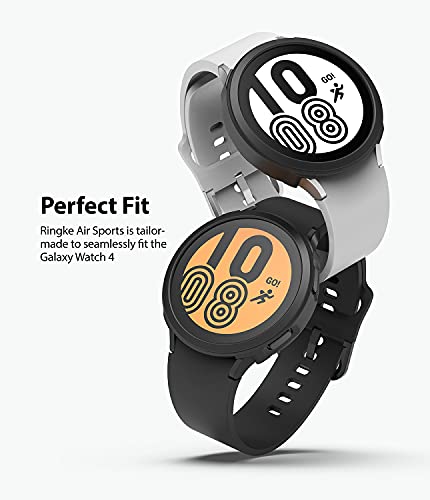 Ringke Air Sports Compatible con Protector Samsung Galaxy Watch 4 (44mm) Carcasa TPU Parachoque Protectora Funda Ligera Delgada para Galaxy Watch 4 44mm - Black