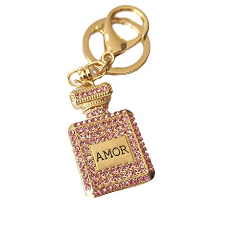 RKG Creativo Rhinestone botella de perfume Amor cristal encanto llavero regalo de cumpleaños