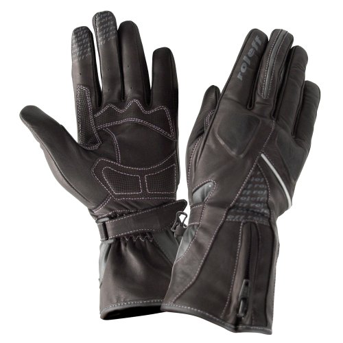 Roleff Guantes de Moto de Cuero para Mujer Racewear, Negro, S