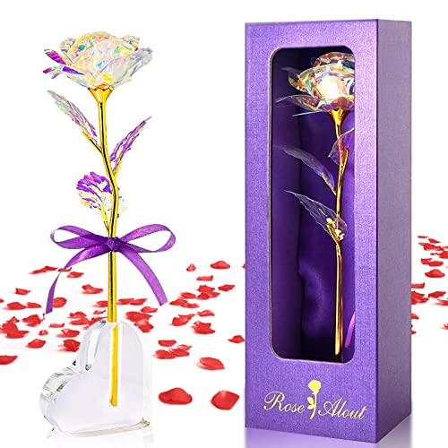 Rosa Eterna, Rosa de Oro 24K con Base Soporte y Cajas Regalo, Rosa Cumpleaños Regalos Originales para Mujer Mama Novia Esposa en Día de San Valentín, Día de la Madre, Aniversario, Navidad, Boda