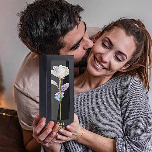 Rosa Eterna, Taumie Hoja de Oro 24K Rosa con Base y Tarjeta de Felicitación, Rosa Regalos Originales para Mujer con Caja de Regalo, para San Valentín, Día de la Madre, Aniversario etc