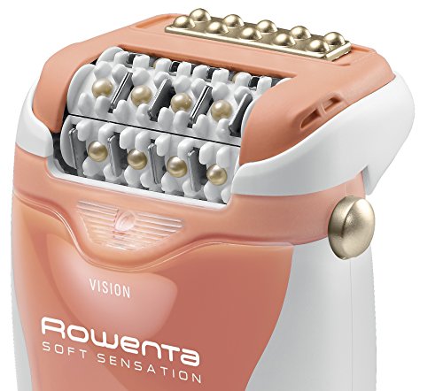 Rowenta Soft Sensation EP5720F0 - Depiladora, 2 velocidades, sistema anti dolor de 24 pinzas, cabezal exfoliante y afeitado, accesorio para zonas sensibles, cabezal de recorte zona del bikini