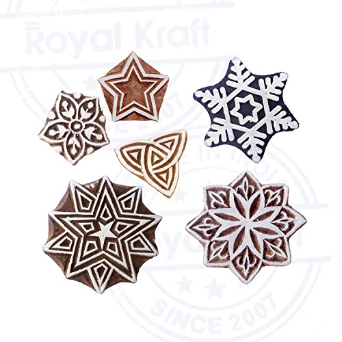 Royal Kraft Henna Imprenta Bloque Creativo Estrella Diseños Madera Sellos (Set de 6)