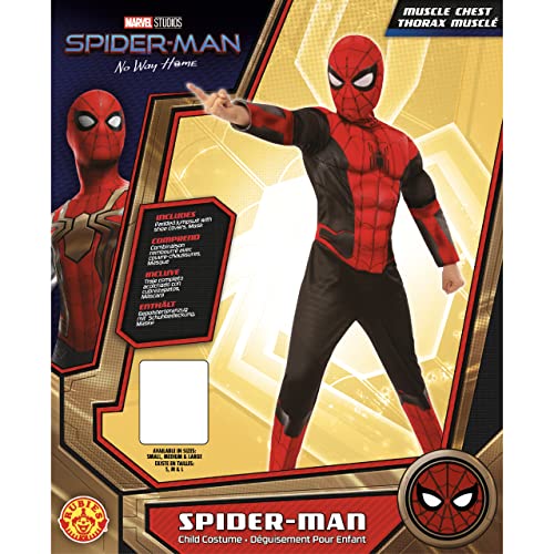 Rubies Disfraz oficial de Marvel Spider-Man No Way Home Deluxe para niños, color negro y rojo, vestido de superhéroe para niños, edad mediana