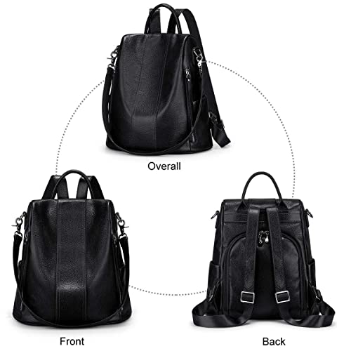 S-ZONE Mujer Mochila Cuero Genuino Suave Anti Debstahl Mochila Impermeable Bolso para Viaje Uni Shopping