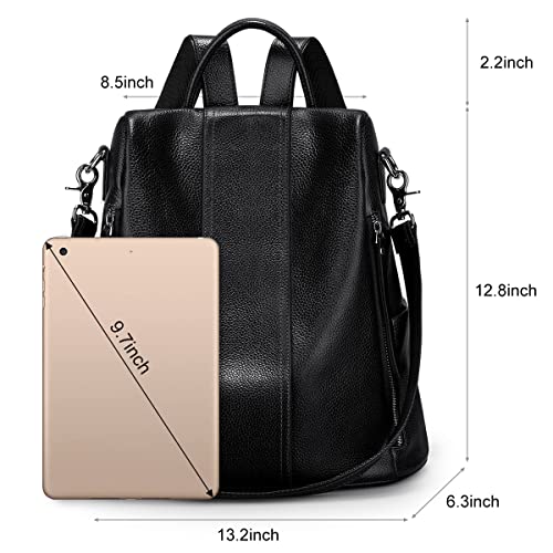 S-ZONE Mujer Mochila Cuero Genuino Suave Anti Debstahl Mochila Impermeable Bolso para Viaje Uni Shopping