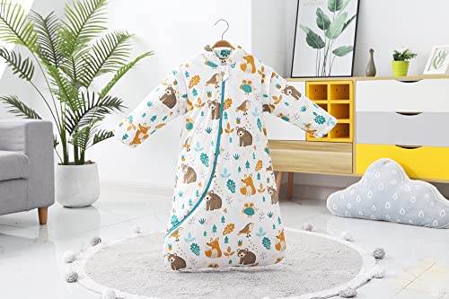 Saco de Dormir para bebé de Invierno para niños, 3,5 TOG, algodón orgánico, Diferentes tamaños, Desde el Nacimiento hasta los 4 años (Animal, 75-90cm / 6-18 Meses)