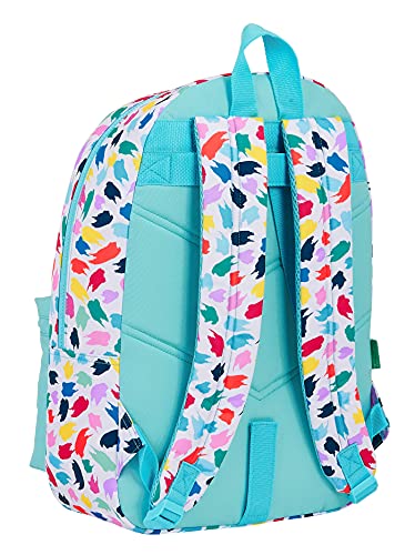 Safta Mochila Escolar de Benetton Brochitas, 300x140x460 mm, Multicolor