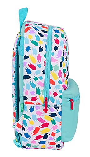 Safta Mochila Escolar de Benetton Brochitas, 300x140x460 mm, Multicolor