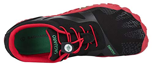 SAGUARO Hombre Mujer Zapatos Minimalistas Comodas Respirable Zapatillas de Trail Running Ligeras Calzado Barefoot Antideslizante para Gimnasio Fitness Senderismo Montaña, Rubi Rojo 41 EU