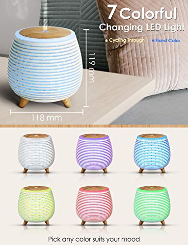 SALKING Humidificador Aceites Esenciales, Difusor de Aromaterapia, Difusor Ultrasonico de Aceites Esenciales con LED de 7 Colores, 2 Modos Programados para Hogar,Oficina,Yoga